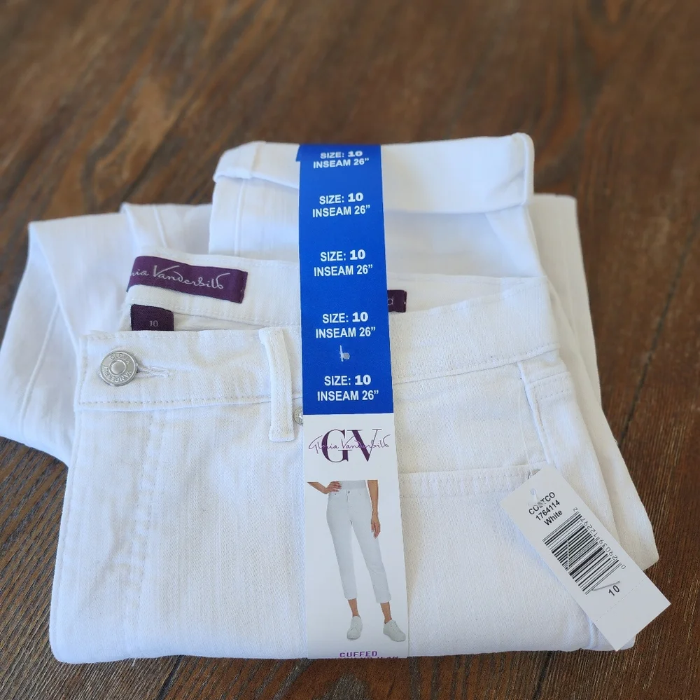 NWT Gloria Vanderbilt Cuffed Boyfriend Jean Size 10 Color White - Picture 7 of 7